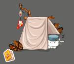 Sleepy Kitty in Raft Tent