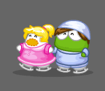 Excited Couple Skating